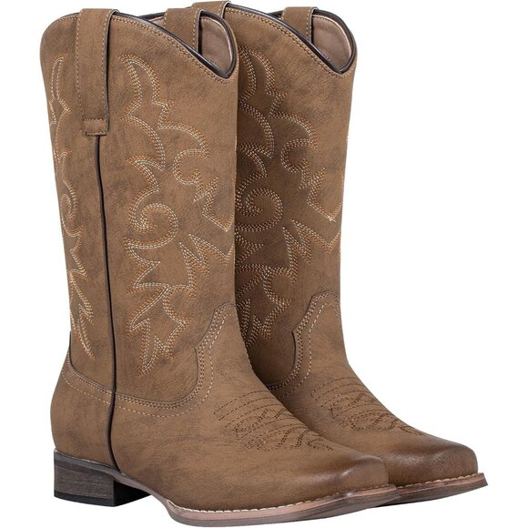 Mid Calf Embroidered Western Cowgirl Boots for Country Concert & Horse Riding - Picture 6 of 8